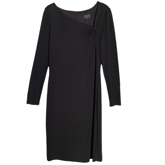David Meister Dress Asymmetrical Keyhole Neckline Long Sleeve | Black | 10 - Picture 3 of 10